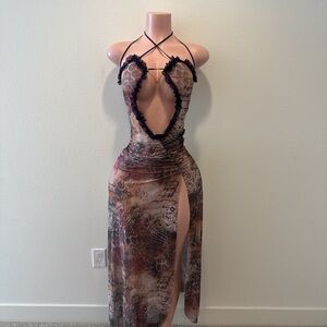 Elegant Multicolor Halter Dress